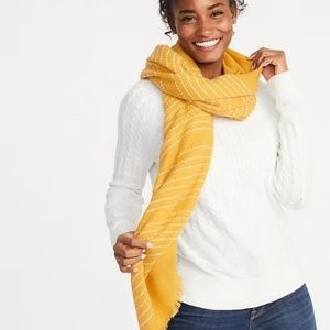 Textured Fringe Scarf, Mustard Yellow, 32" x 72"